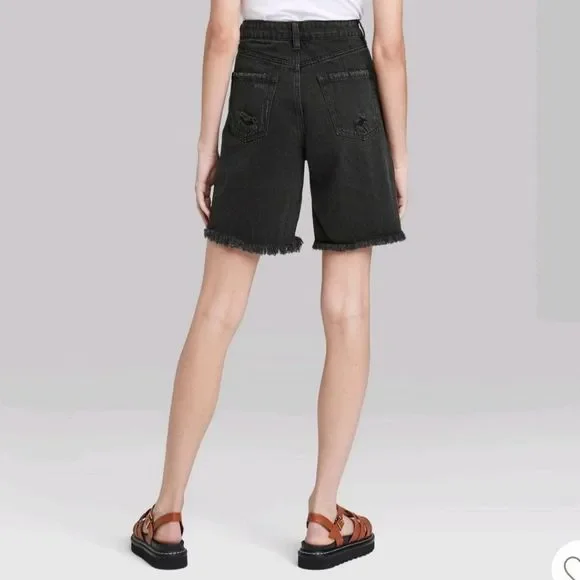 Wild Fable High-Rise Wide Leg Bermuda Jean Shorts - Picture 2 of 8